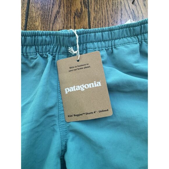 Patagonia Kids' 4" Baggies Shorts Unlined Subtidal Blue Large (12) NWT - Picture 2 of 6